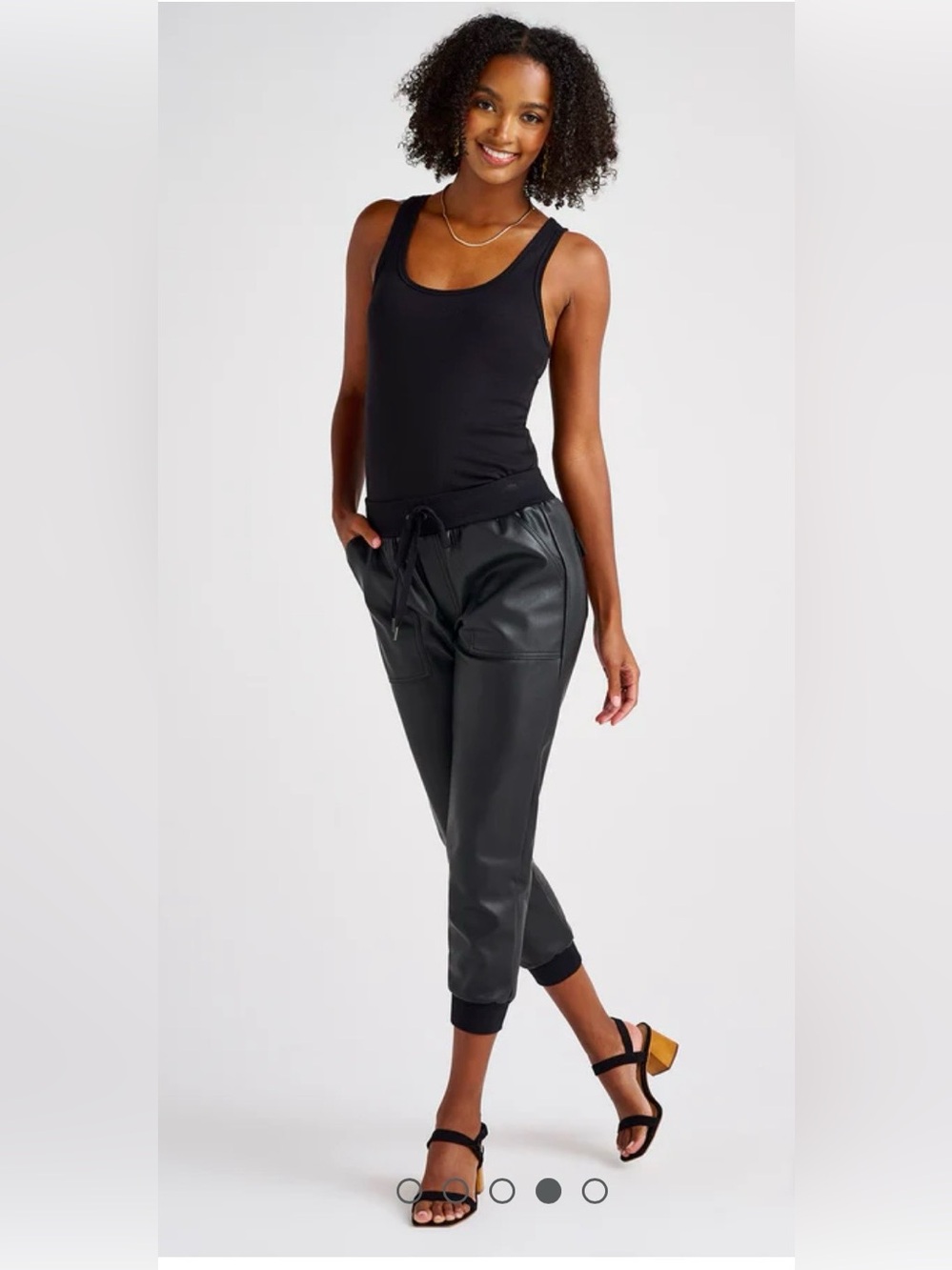 Splendid Black Faux Leather Jogger Pants size L